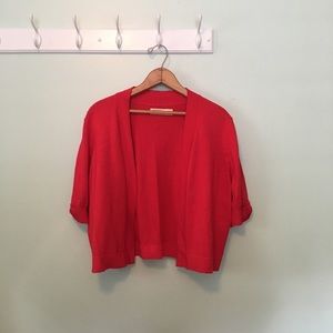 Faded Glory red 1/2 Sleeve cardigan short length.